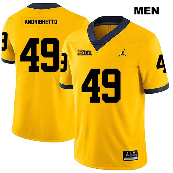 Men's NCAA Michigan Wolverines Lucas Andrighetto #49 Yellow Jordan Brand Authentic Stitched Legend Football College Jersey PJ25F43HX